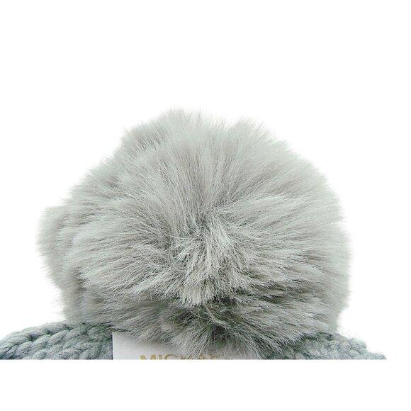 NEW Michael Kors POM POM Beanie Hat Gray Womens Lined Knit Faux Fur POM OSFM NWT - Picture 2 of 11
